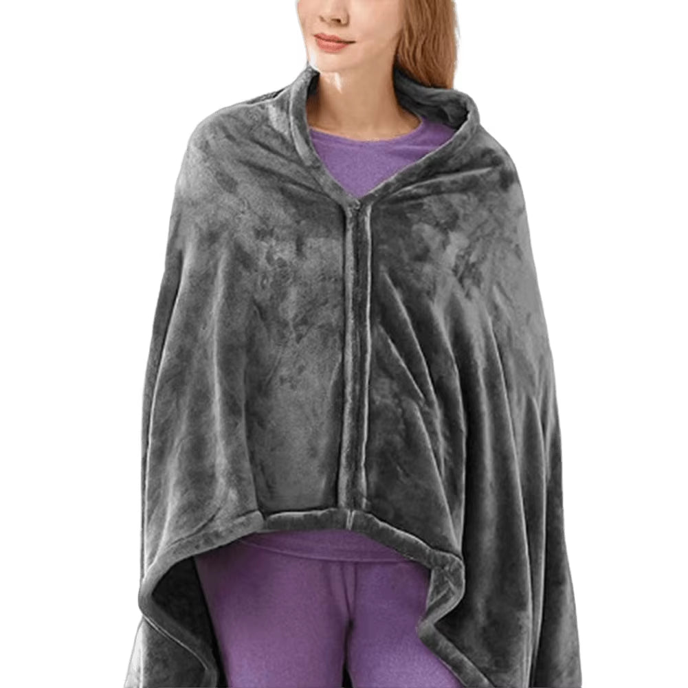 USB Electric Heated Blanket 3 Heating Levels Fleece Heated Blanket Wearable Heated Blanket Cape for Household and Office